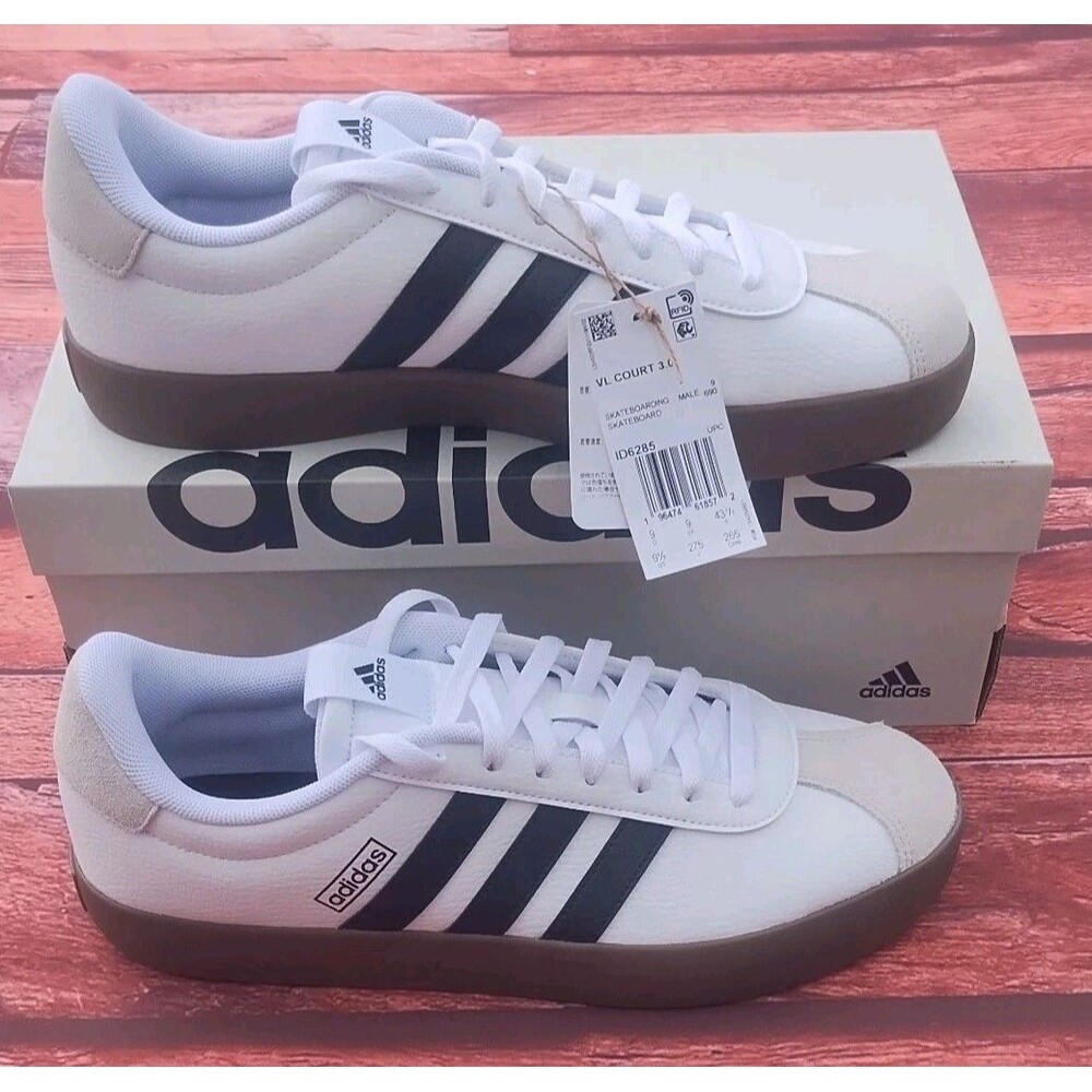 Adidas VL Court 3.0 Sneakers Shoes Mens White ID6285 Skateboarding Sz 9.5 NEW